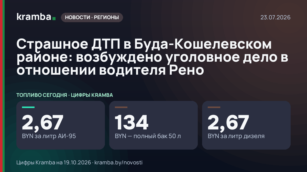 Инфографика Kramba: Страшное ДТП в Буда-Кошелевском районе: возбуждено уголовное дело в отношении водителя…