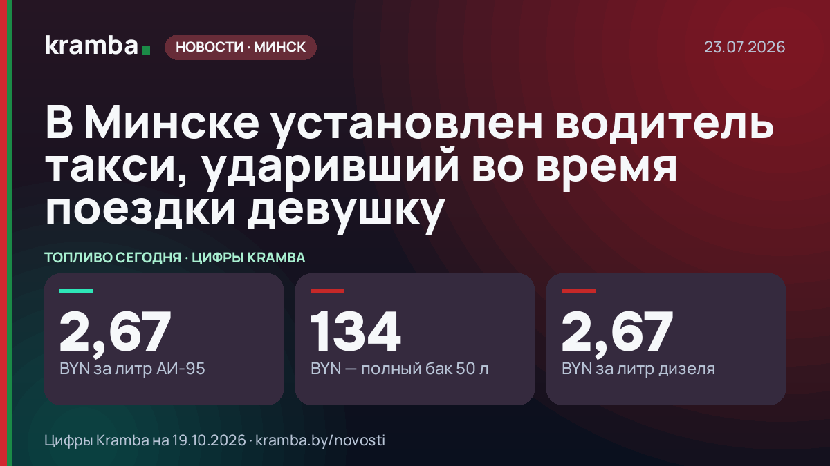 Инфографика Kramba: В Минске установлен водитель такси, ударивший во время поездки девушку