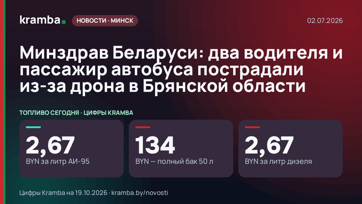 Инфографика Kramba: Минздрав Беларуси: два водителя и пассажир автобуса пострадали из-за дрона в Брянской…