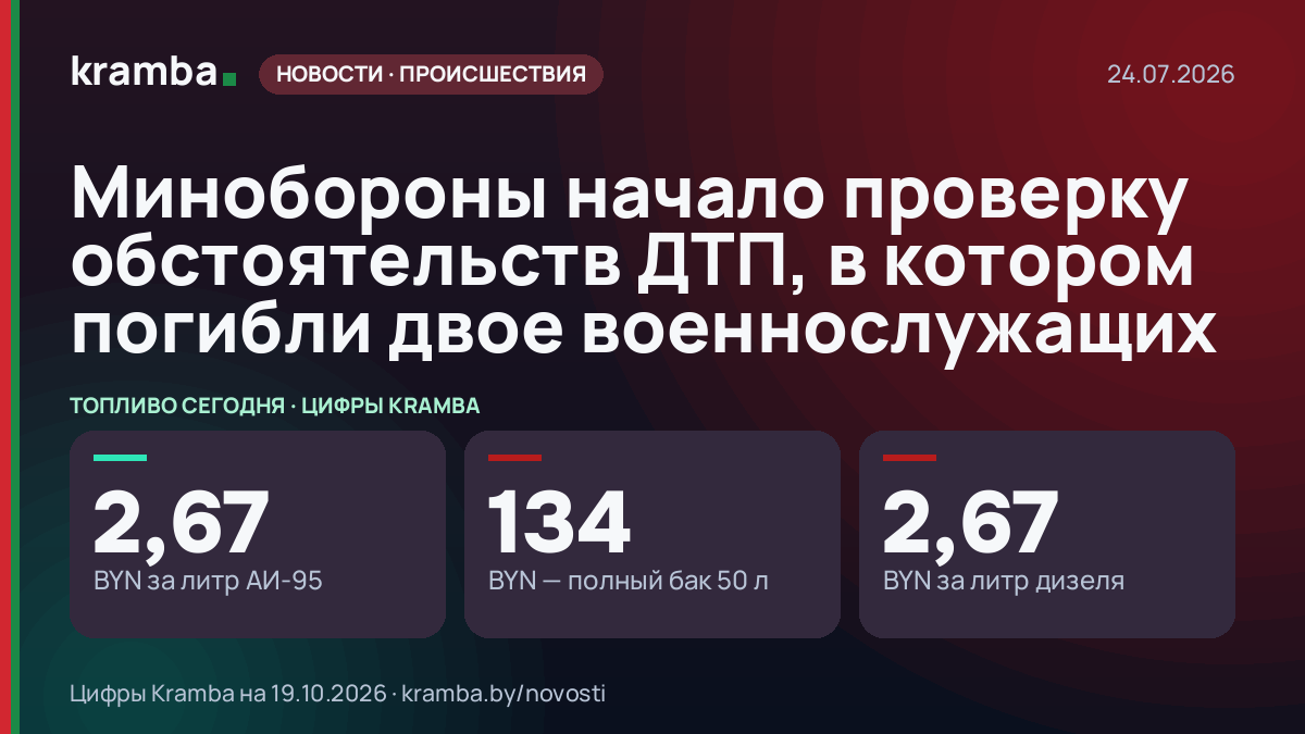 Инфографика Kramba: Минобороны начало проверку обстоятельств ДТП, в котором погибли двое военнослужащих