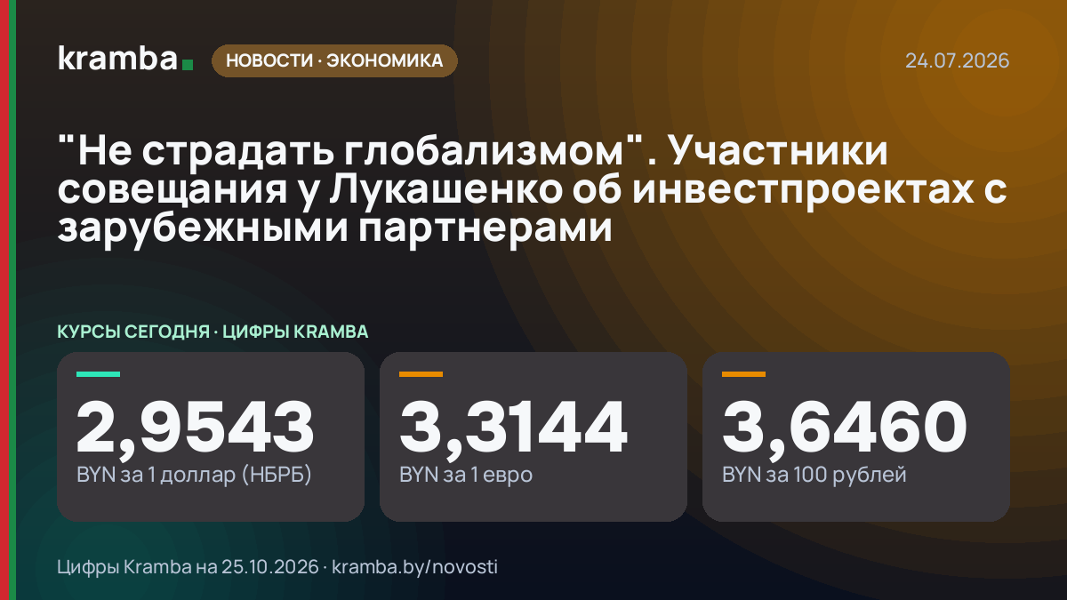Инфографика Kramba: "Не страдать глобализмом". Участники совещания у Лукашенко об инвестпроектах с…