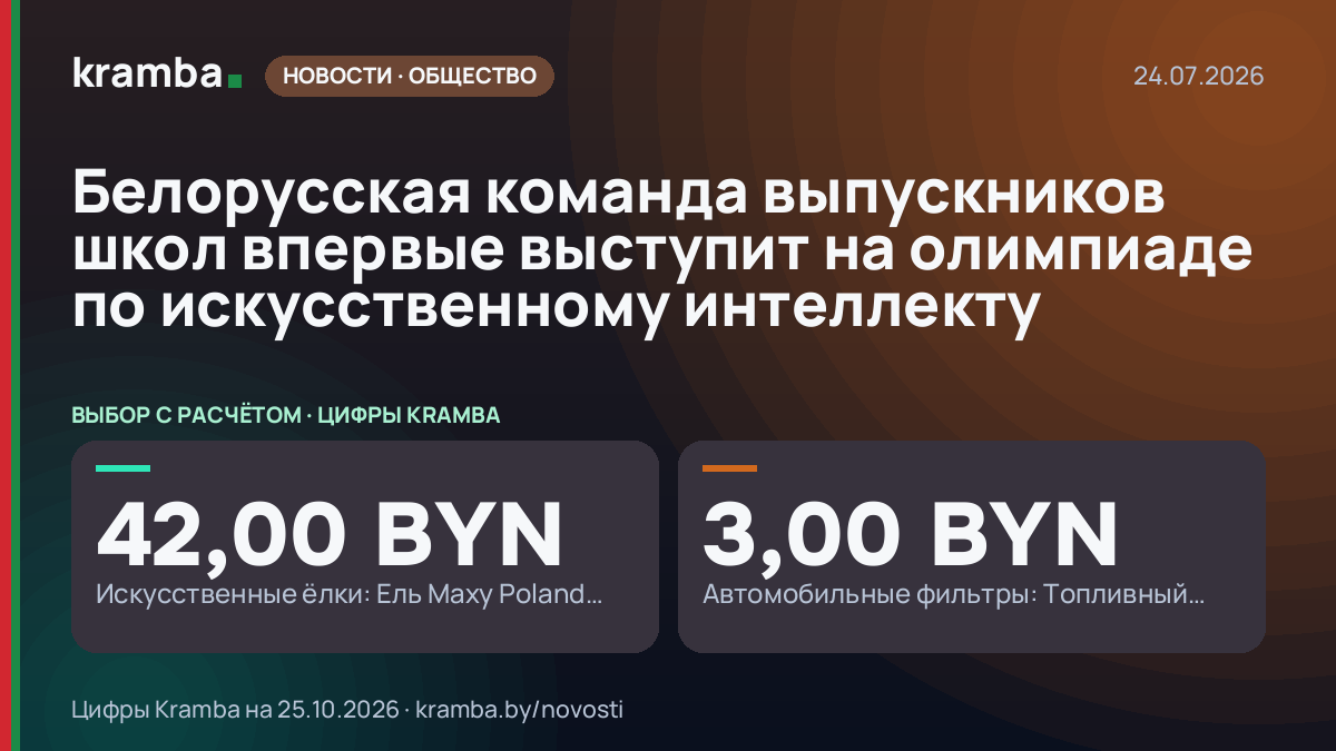 Инфографика Kramba: Белорусская команда выпускников школ впервые выступит на олимпиаде по искусственному…