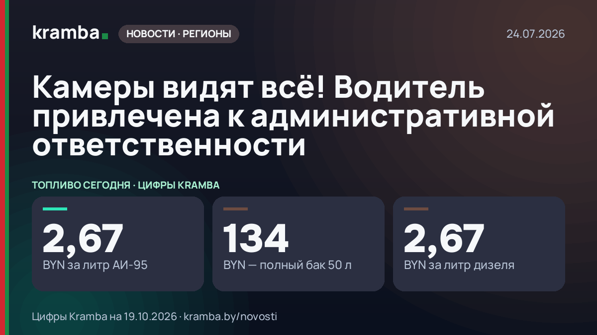 Инфографика Kramba: Камеры видят всё! Водитель привлечена к административной ответственности