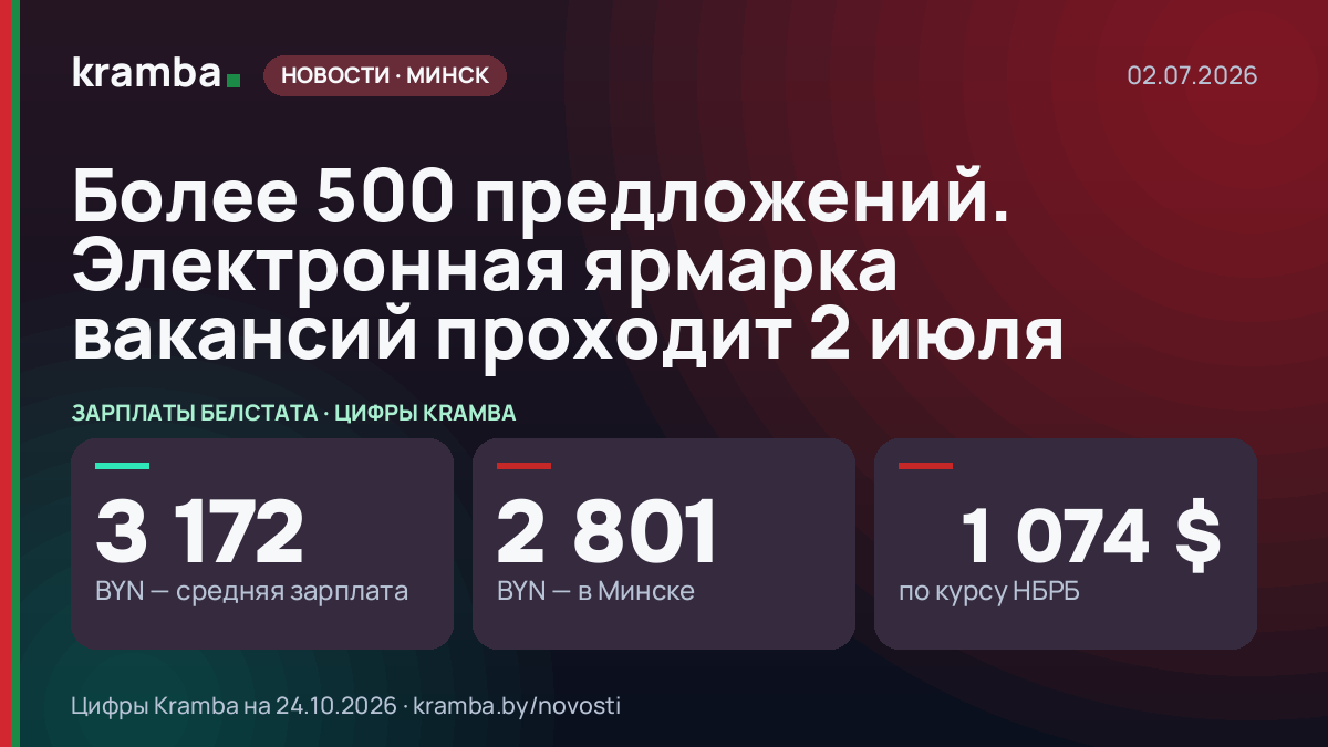 Инфографика Kramba: Более 500 предложений. Электронная ярмарка вакансий проходит 2 июля
