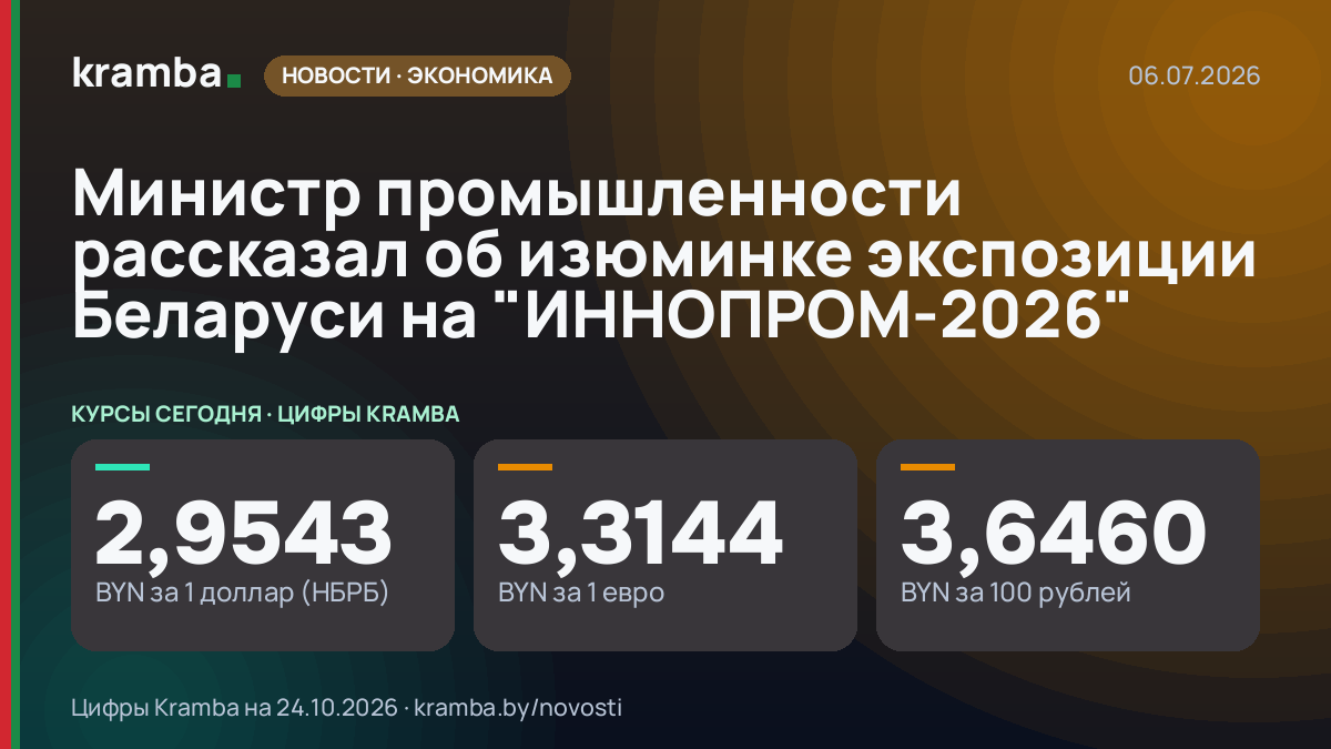 Инфографика Kramba: Министр промышленности рассказал об изюминке экспозиции Беларуси на "ИННОПРОМ-2026"