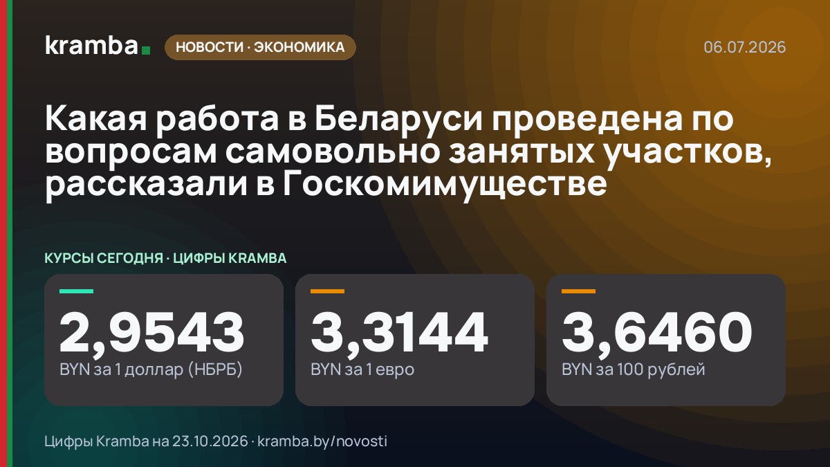 Инфографика Kramba: Какая работа в Беларуси проведена по вопросам самовольно занятых участков, рассказали в…