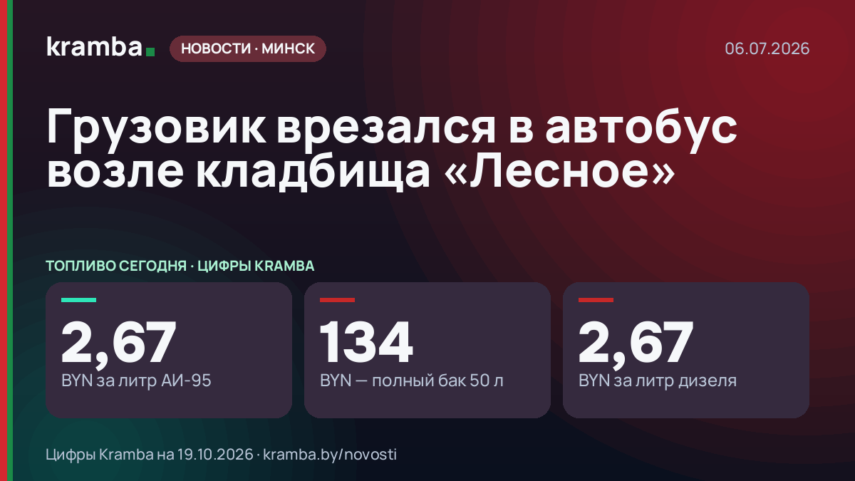 Инфографика Kramba: Грузовик врезался в автобус возле кладбища «Лесное»