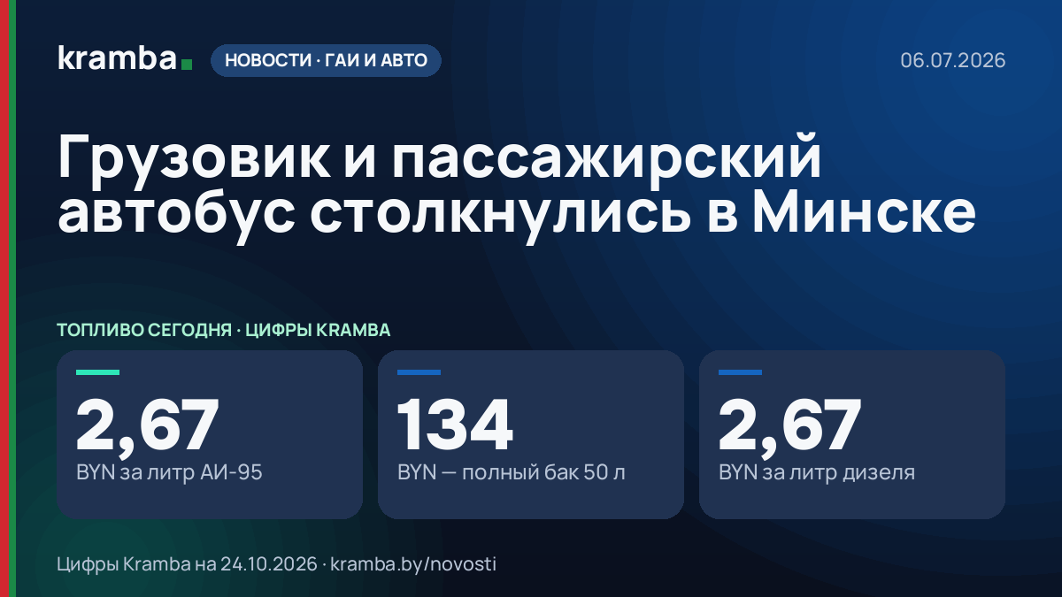 Инфографика Kramba: Грузовик и пассажирский автобус столкнулись в Минске