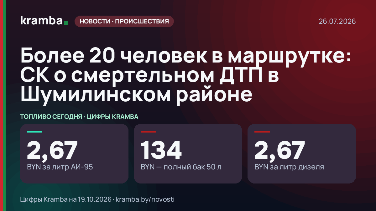 Инфографика Kramba: Более 20 человек в маршрутке: СК о смертельном ДТП в Шумилинском районе