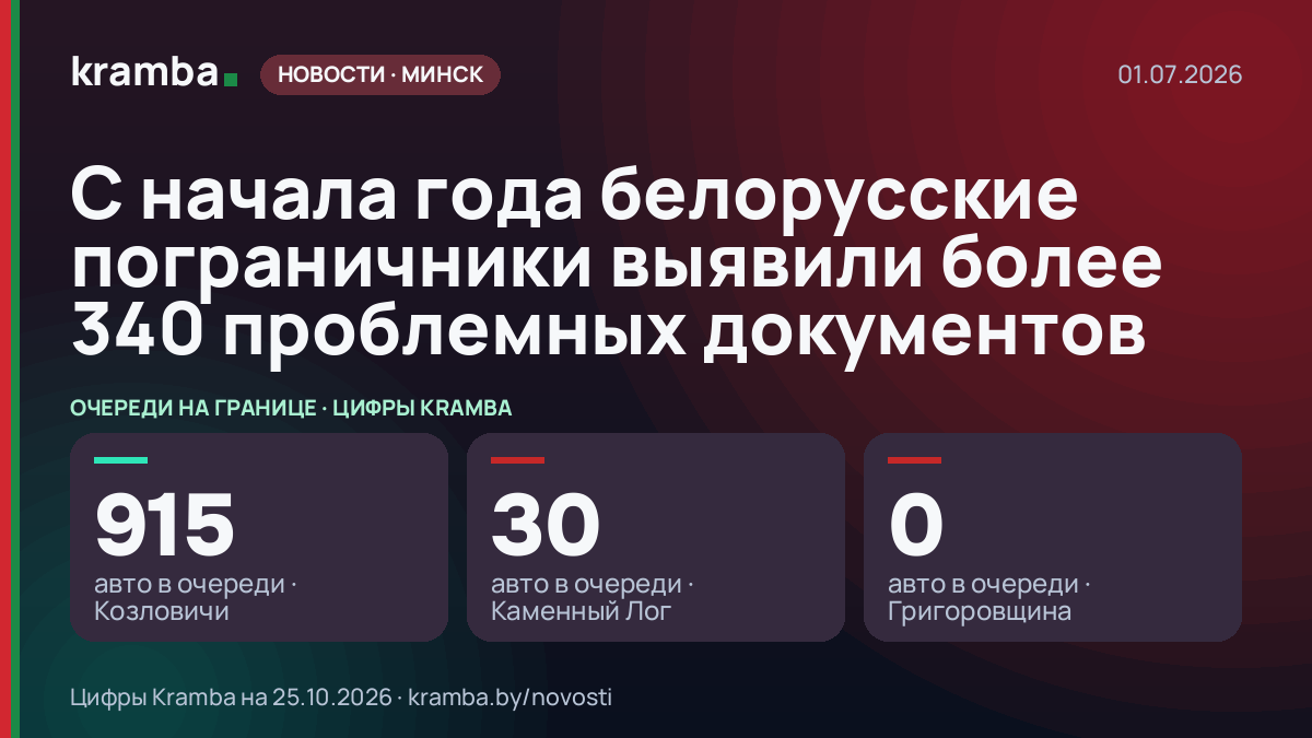 Инфографика Kramba: С начала года белорусские пограничники выявили более 340 проблемных документов