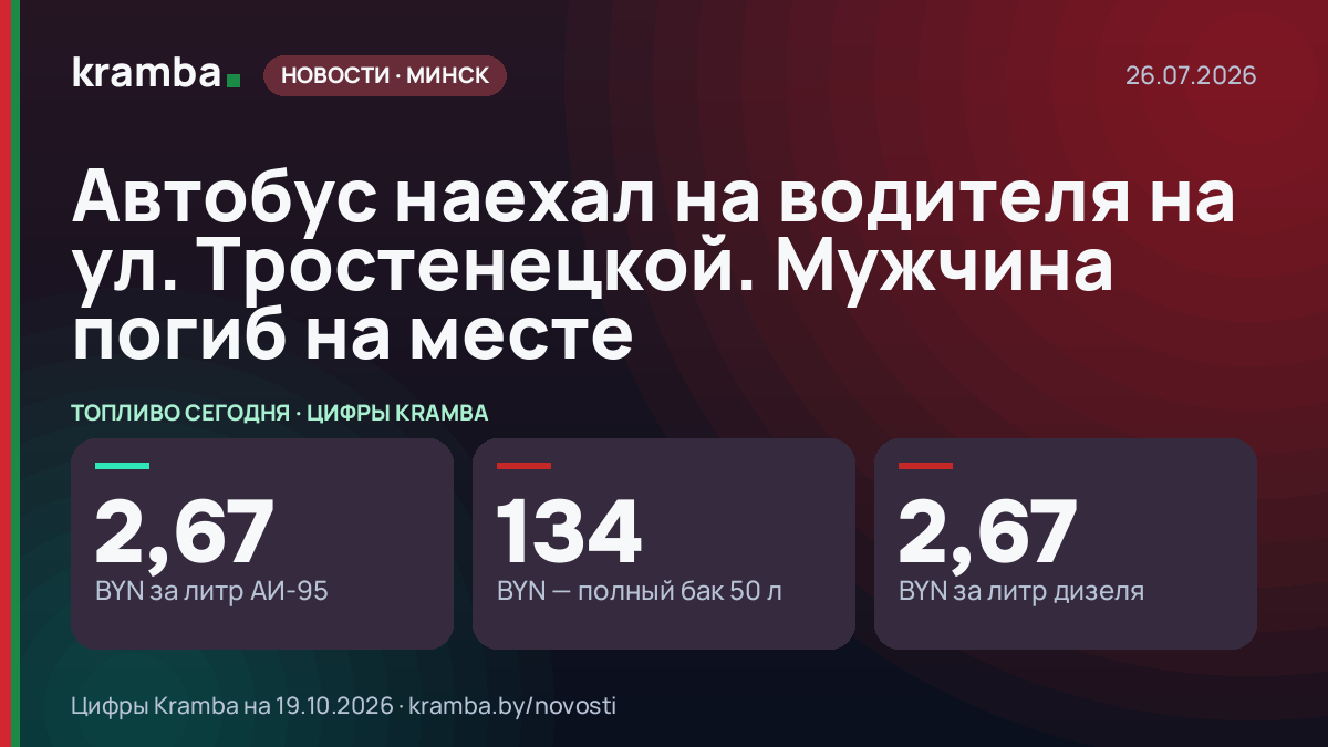 Инфографика Kramba: Автобус наехал на водителя на ул. Тростенецкой. Мужчина погиб на месте