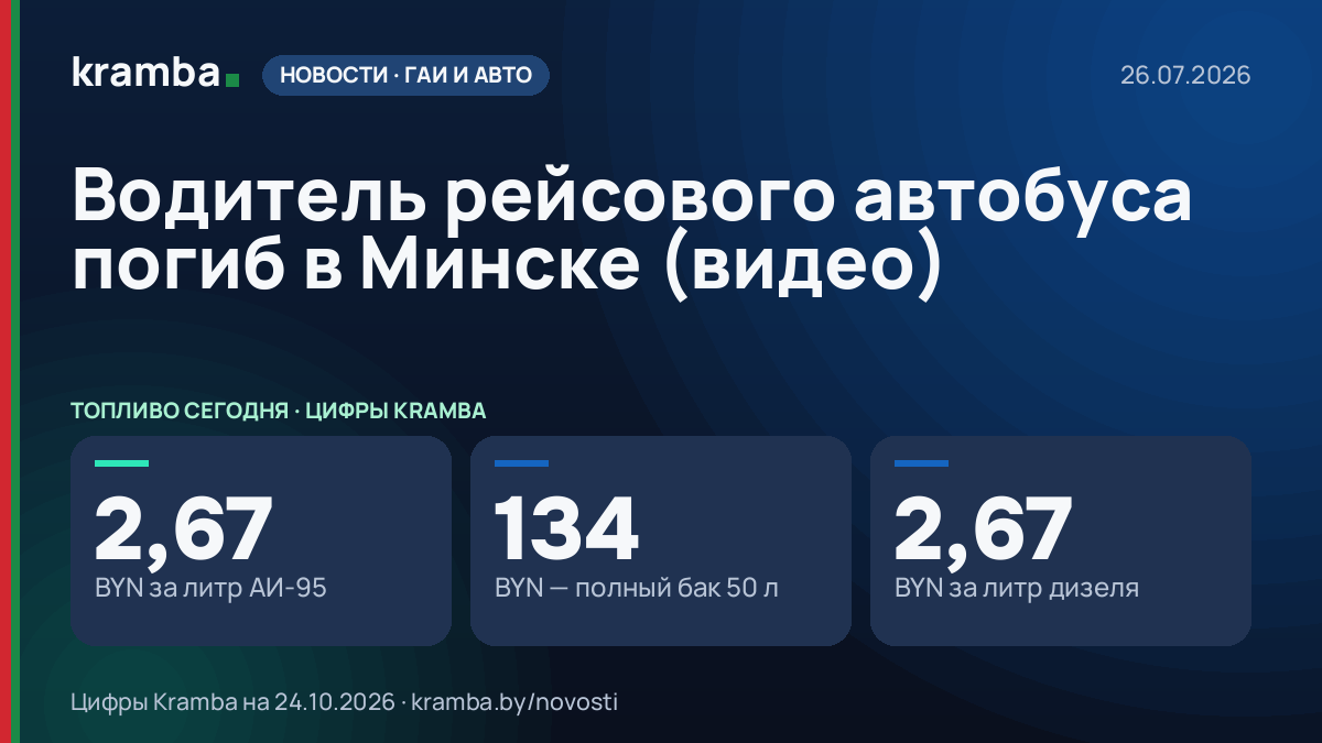 Инфографика Kramba: Водитель рейсового автобуса погиб в Минске (видео)