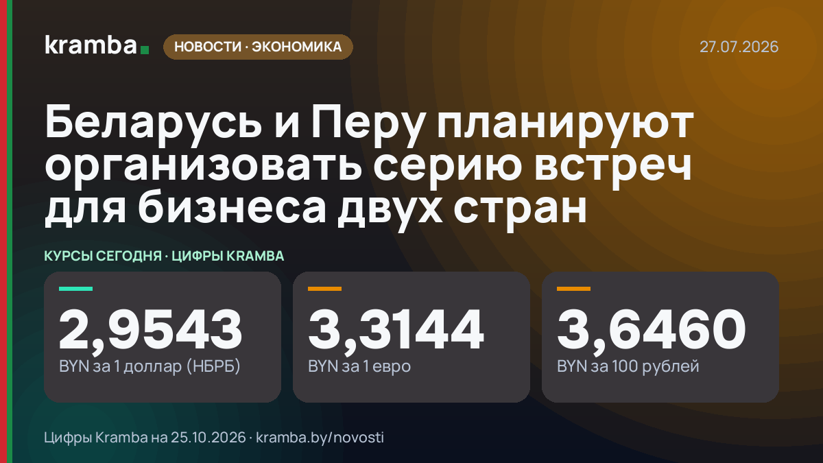 Инфографика Kramba: Беларусь и Перу планируют организовать серию встреч для бизнеса двух стран