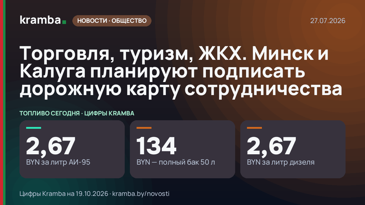 Инфографика Kramba: Торговля, туризм, ЖКХ. Минск и Калуга планируют подписать дорожную карту сотрудничества