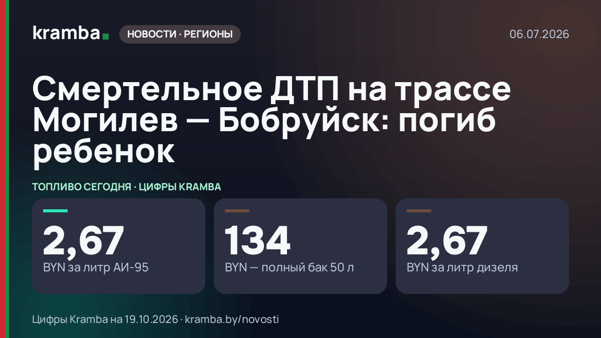 Инфографика Kramba: Смертельное ДТП на трассе Могилев — Бобруйск: погиб ребенок