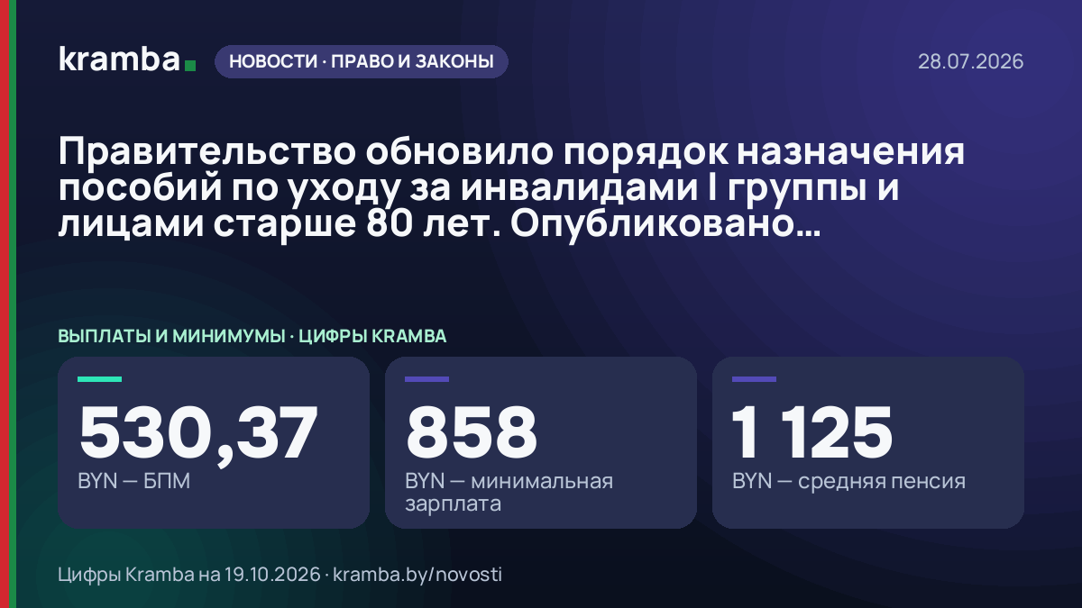Инфографика Kramba: Правительство обновило порядок назначения пособий по уходу за инвалидами I группы и…