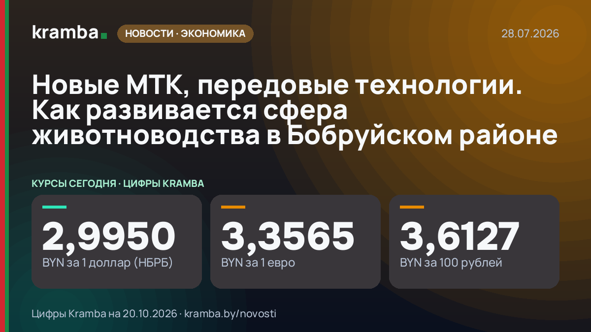 Инфографика Kramba: Новые МТК, передовые технологии. Как развивается сфера животноводства в Бобруйском районе