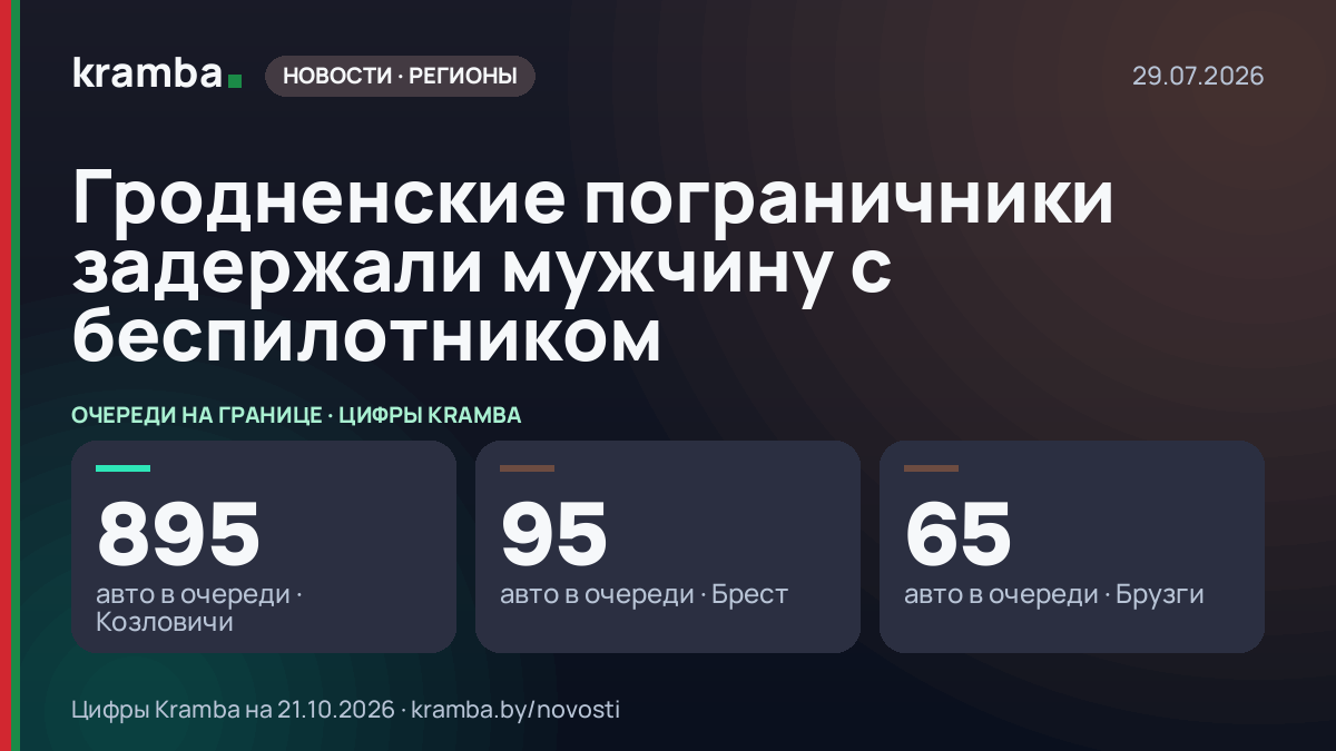 Инфографика Kramba: Гродненские пограничники задержали мужчину с беспилотником