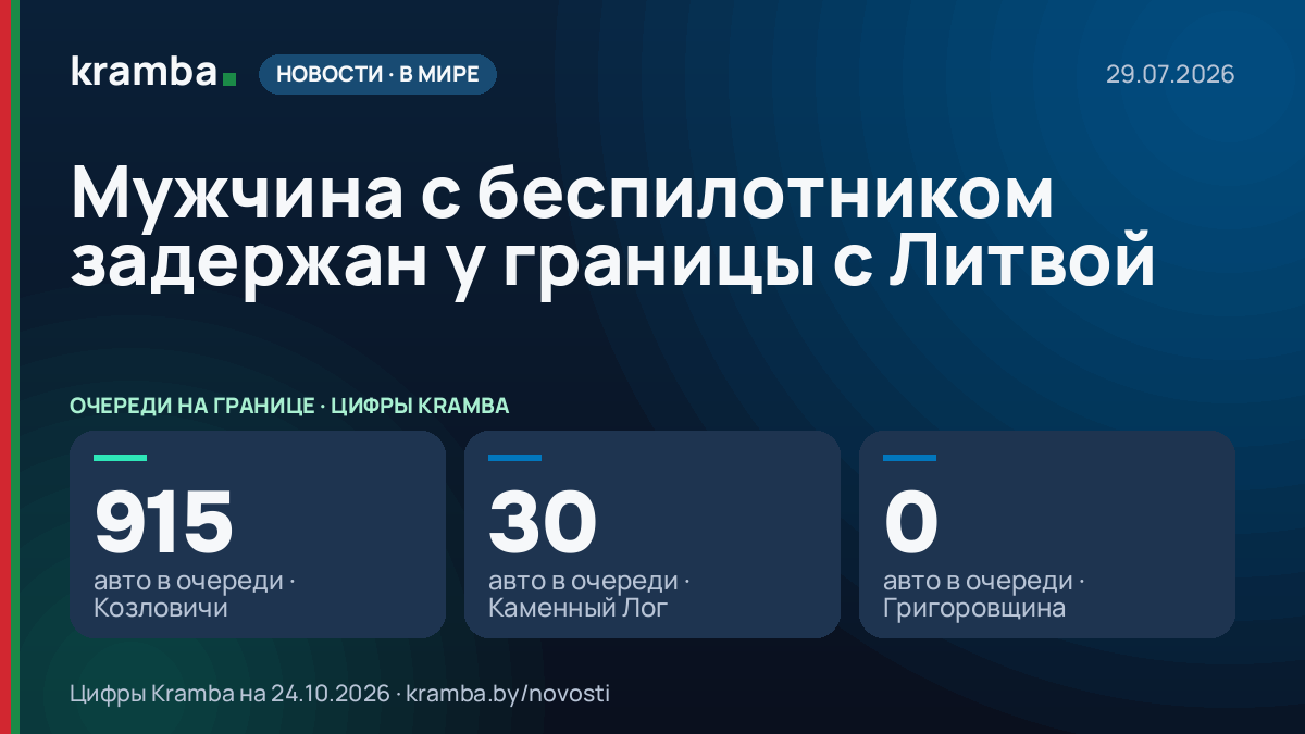 Инфографика Kramba: Мужчина с беспилотником задержан у границы с Литвой