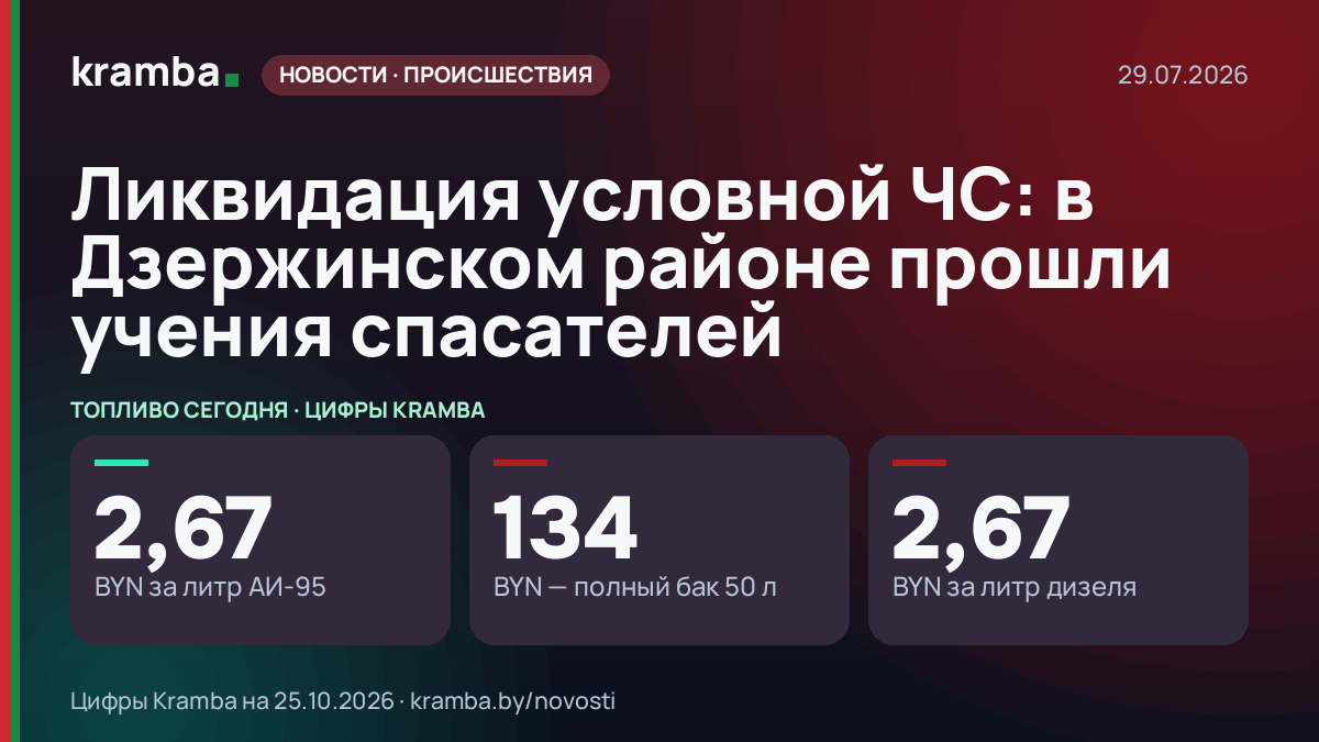 Инфографика Kramba: Ликвидация условной ЧС: в Дзержинском районе прошли учения спасателей