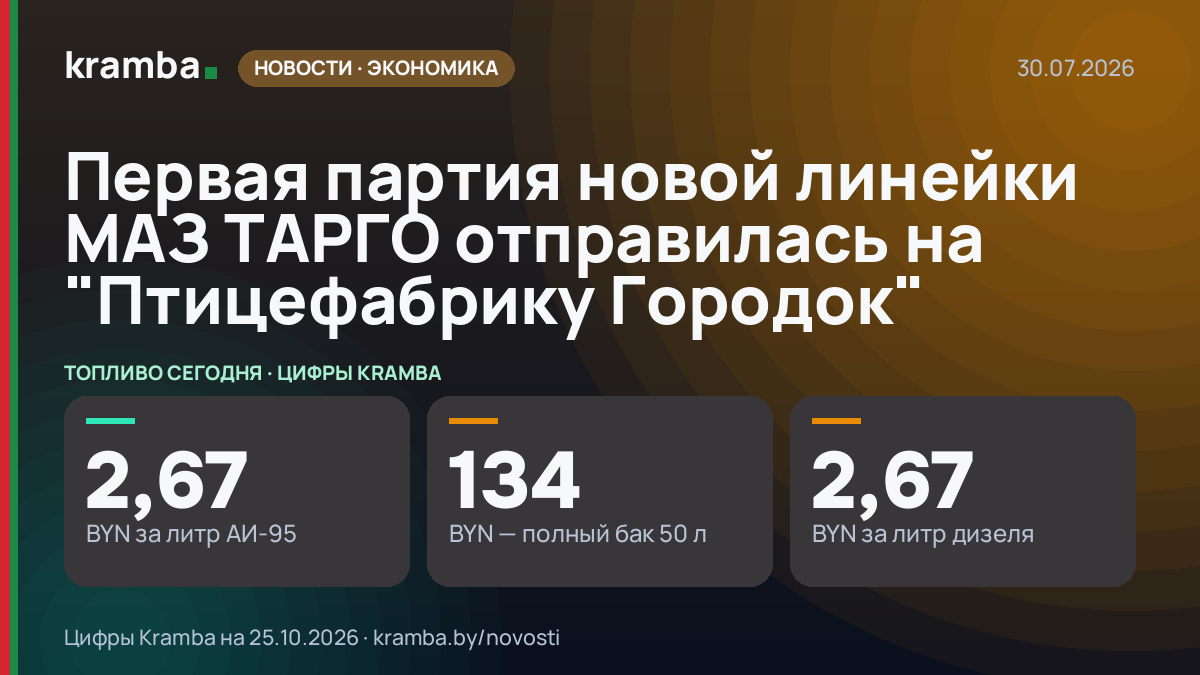 Инфографика Kramba: Первая партия новой линейки МАЗ ТАРГО отправилась на "Птицефабрику Городок"