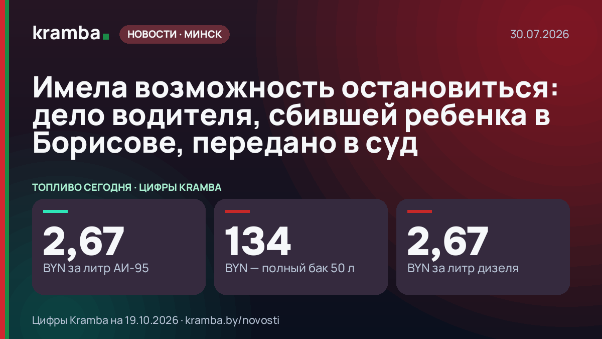 Инфографика Kramba: Имела возможность остановиться: дело водителя, сбившей ребенка в Борисове, передано в суд