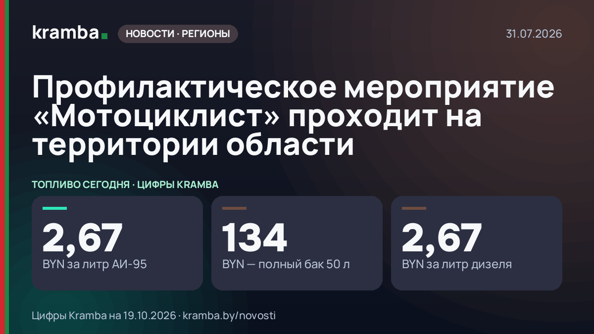 Инфографика Kramba: Профилактическое мероприятие «Мотоциклист» проходит на территории области