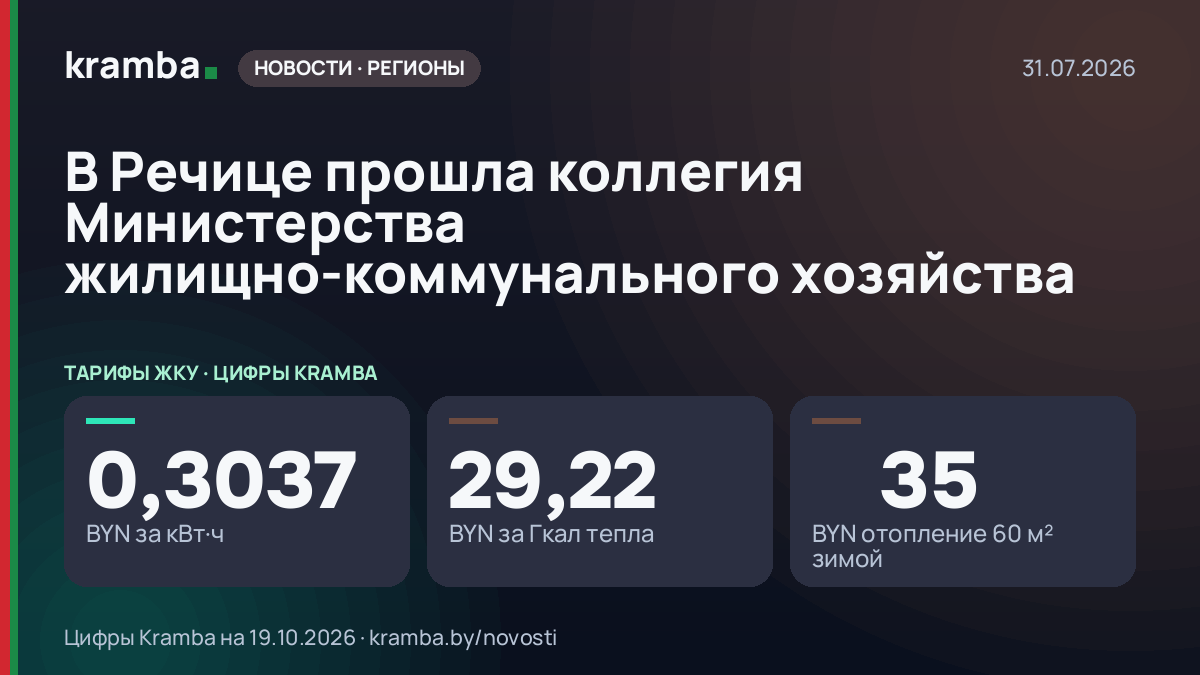 Инфографика Kramba: В Речице прошла коллегия Министерства жилищно-коммунального хозяйства