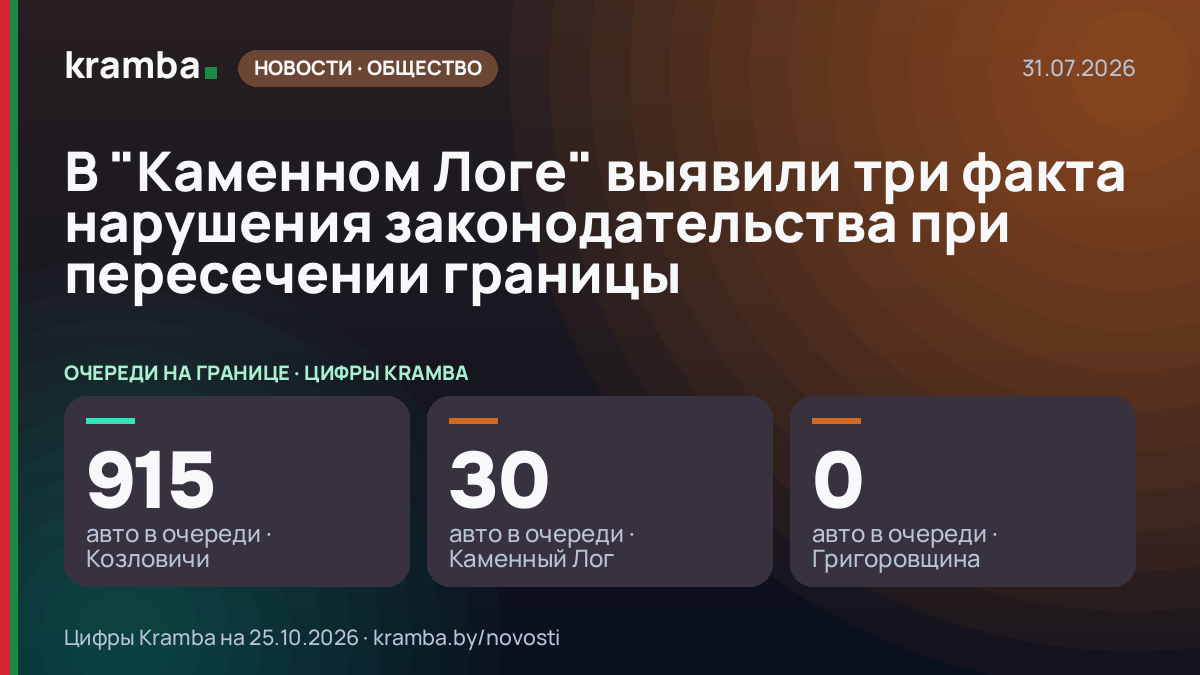 Инфографика Kramba: В "Каменном Логе" выявили три факта нарушения законодательства при пересечении границы