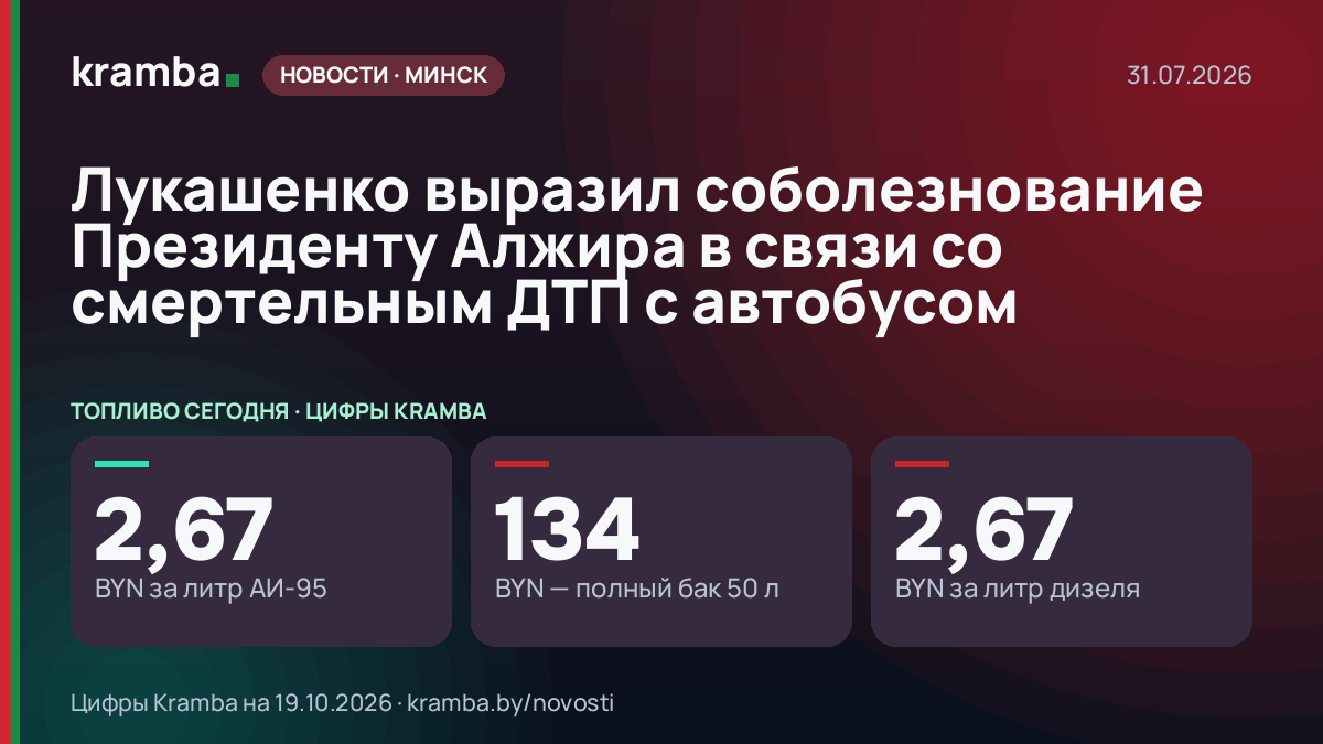 Инфографика Kramba: Лукашенко выразил соболезнование Президенту Алжира в связи со смертельным ДТП с автобусом