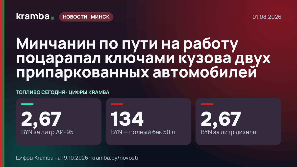 Инфографика Kramba: Минчанин по пути на работу поцарапал ключами кузова двух припаркованных автомобилей