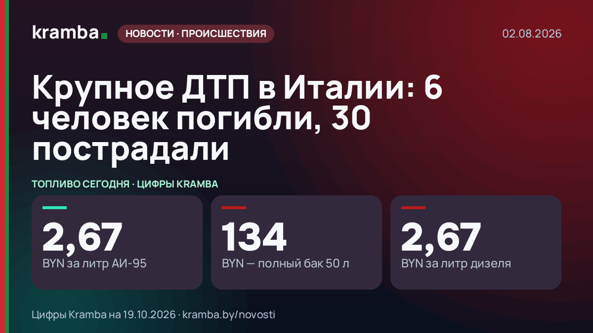 Инфографика Kramba: Крупное ДТП в Италии: 6 человек погибли, 30 пострадали