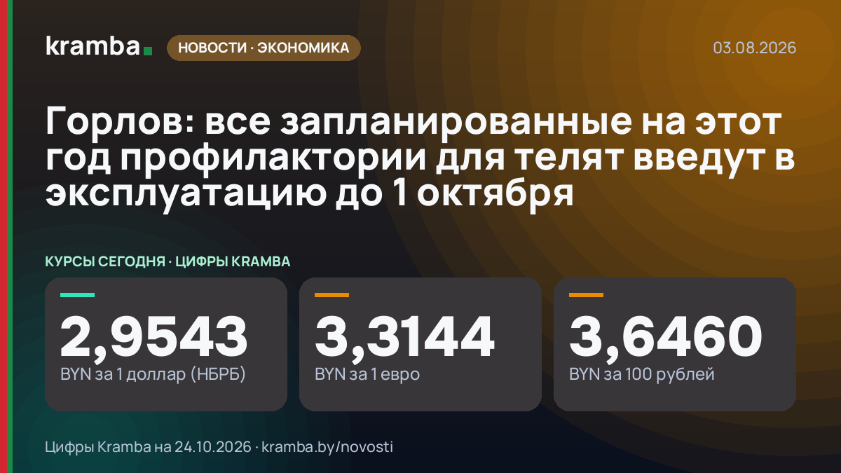 Инфографика Kramba: Горлов: все запланированные на этот год профилактории для телят введут в эксплуатацию до…