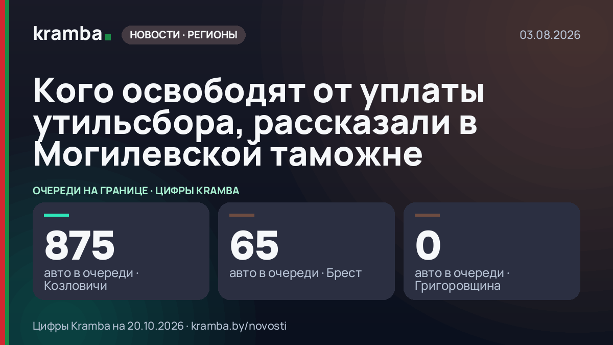Инфографика Kramba: Кого освободят от уплаты утильсбора, рассказали в Могилевской таможне