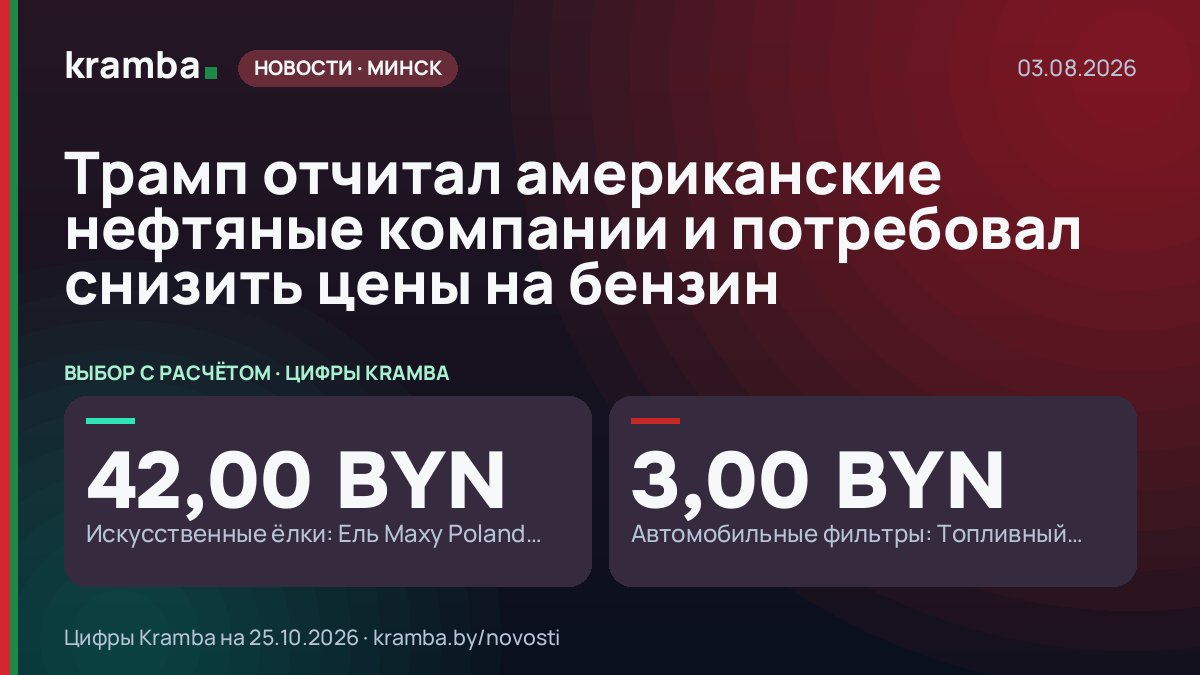 Инфографика Kramba: Трамп отчитал американские нефтяные компании и потребовал снизить цены на бензин