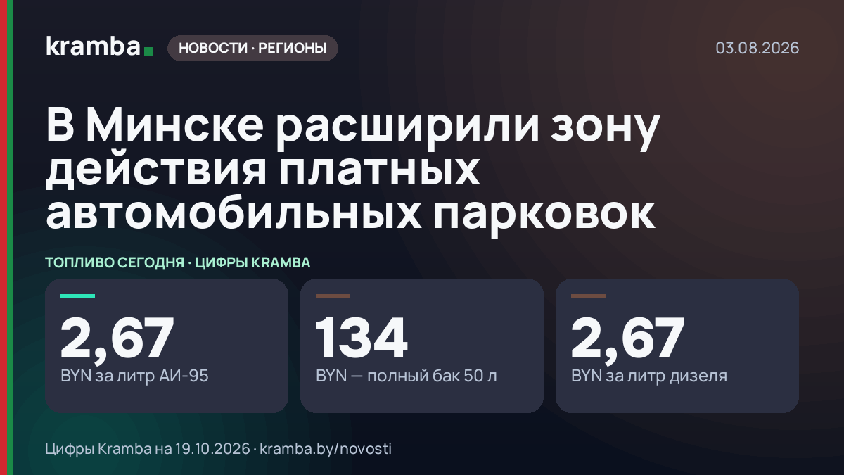 Инфографика Kramba: В Минске расширили зону действия платных автомобильных парковок