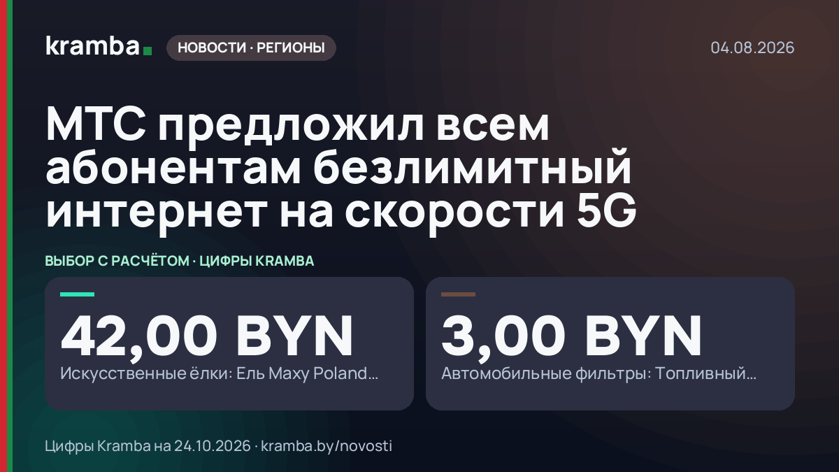 Инфографика Kramba: МТС предложил всем абонентам безлимитный интернет на скорости 5G