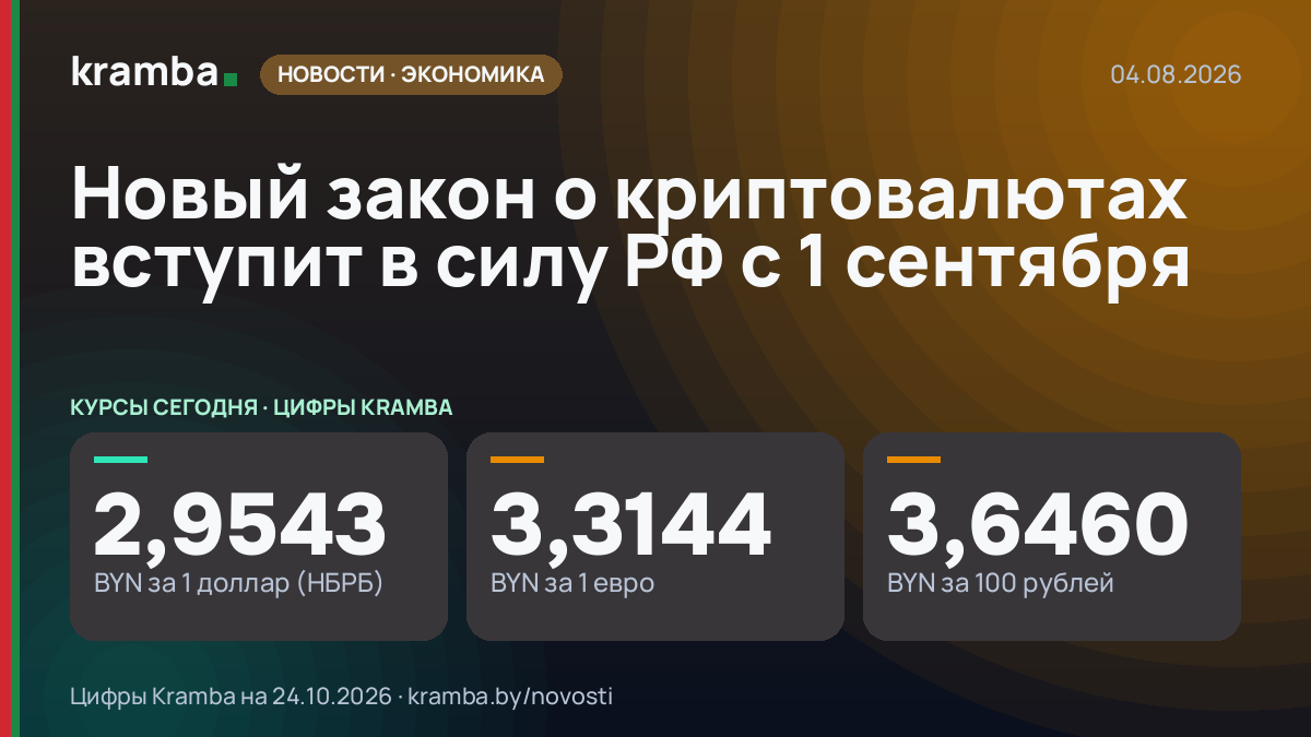 Инфографика Kramba: Новый закон о криптовалютах вступит в силу РФ с 1 сентября