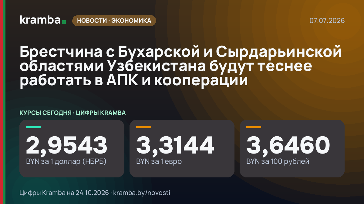 Инфографика Kramba: Брестчина с Бухарской и Сырдарьинской областями Узбекистана будут теснее работать в АПК…