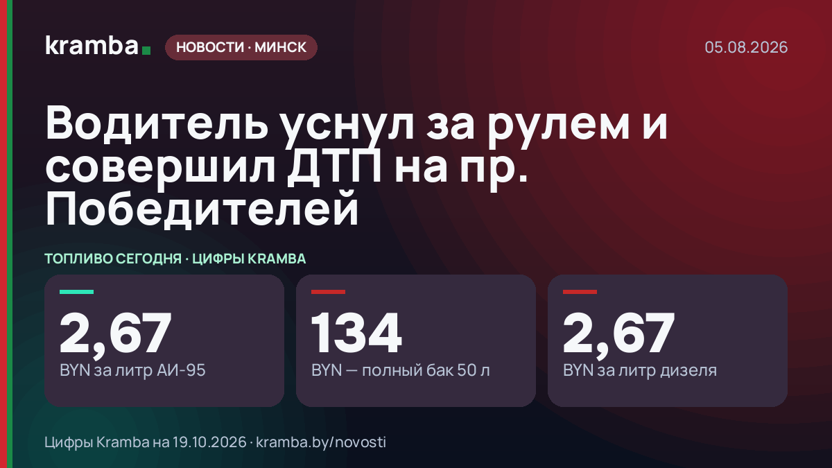 Инфографика Kramba: Водитель уснул за рулем и совершил ДТП на пр. Победителей