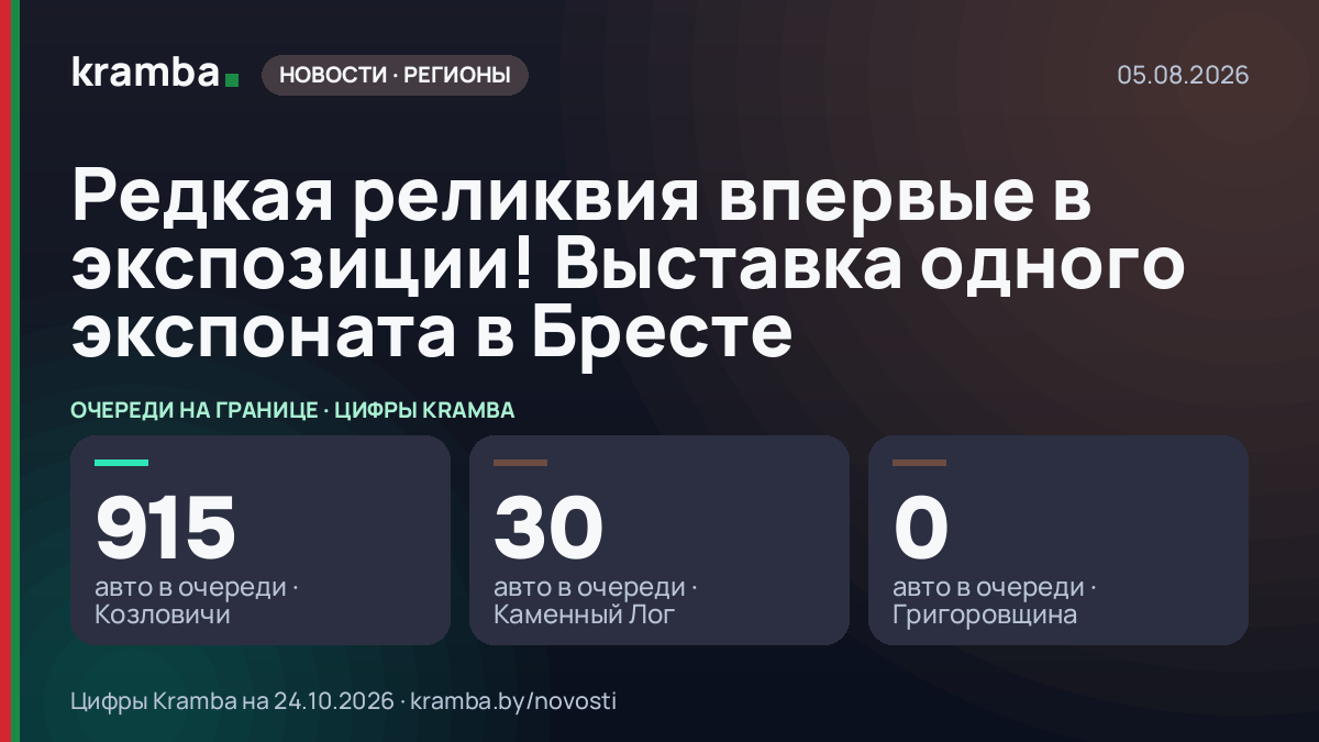 Инфографика Kramba: Редкая реликвия впервые в экспозиции! Выставка одного экспоната в Бресте