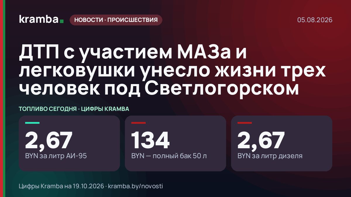 Инфографика Kramba: ДТП с участием МАЗа и легковушки унесло жизни трех человек под Светлогорском