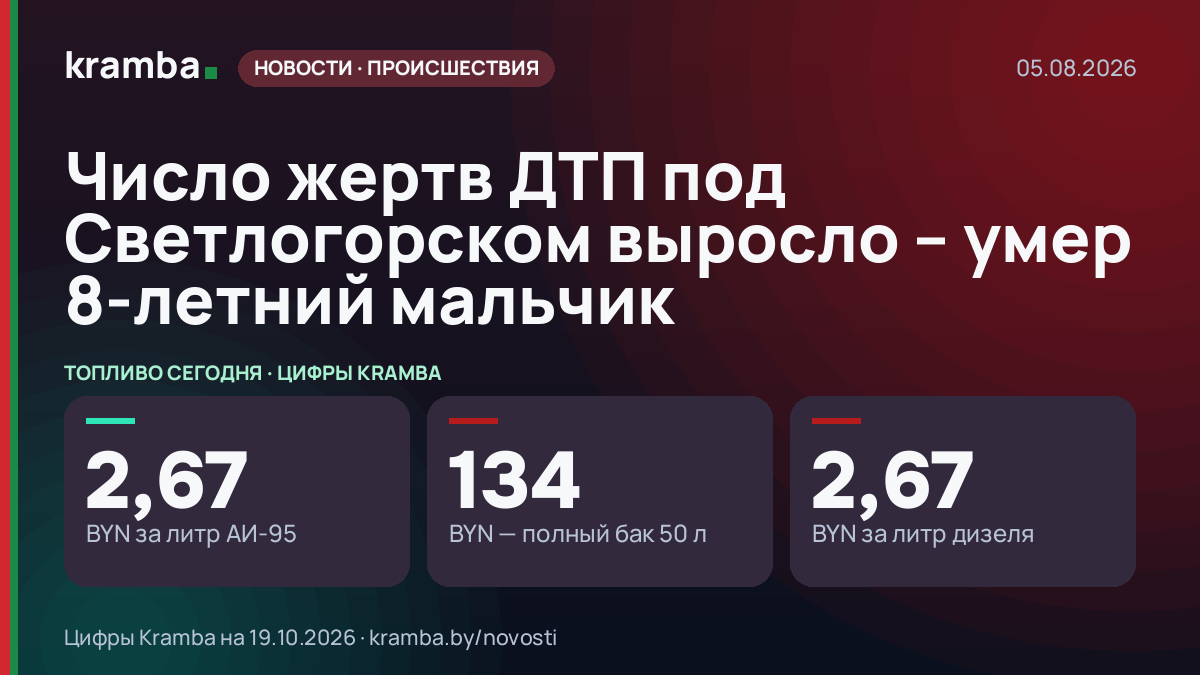 Инфографика Kramba: Число жертв ДТП под Светлогорском выросло – умер 8-летний мальчик