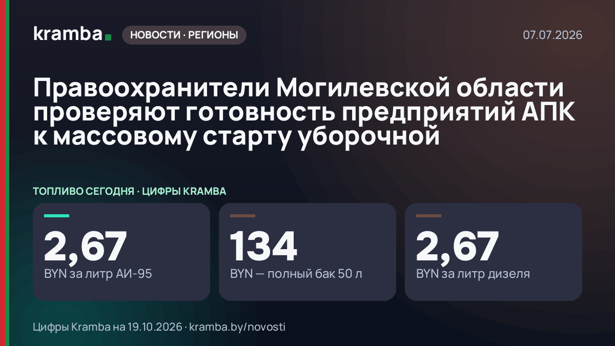 Инфографика Kramba: Правоохранители Могилевской области проверяют готовность предприятий АПК к массовому…