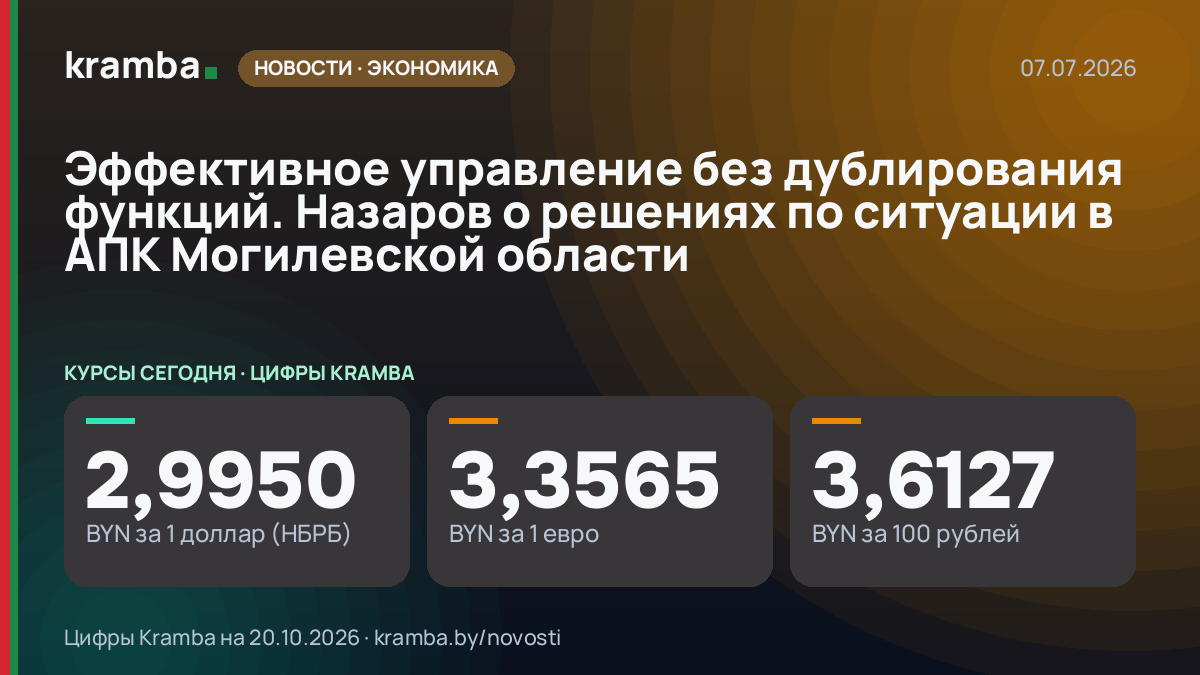 Инфографика Kramba: Эффективное управление без дублирования функций. Назаров о решениях по ситуации в АПК…