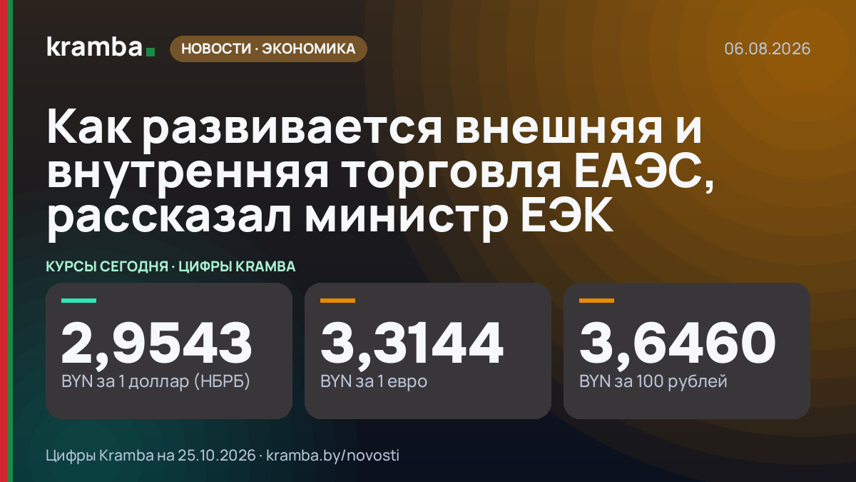 Инфографика Kramba: Как развивается внешняя и внутренняя торговля ЕАЭС, рассказал министр ЕЭК