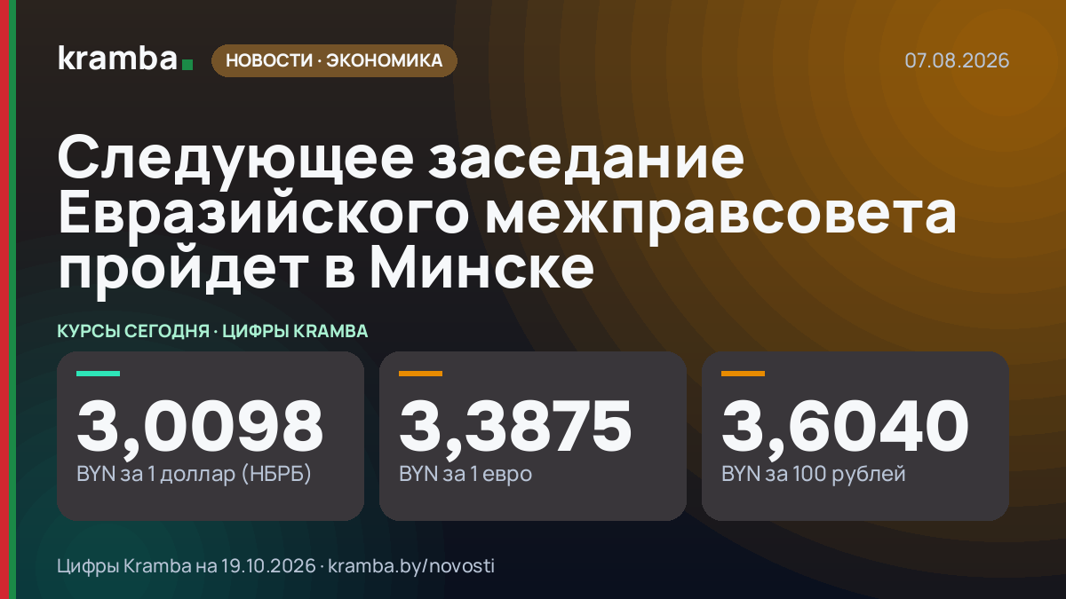 Инфографика Kramba: Следующее заседание Евразийского межправсовета пройдет в Минске