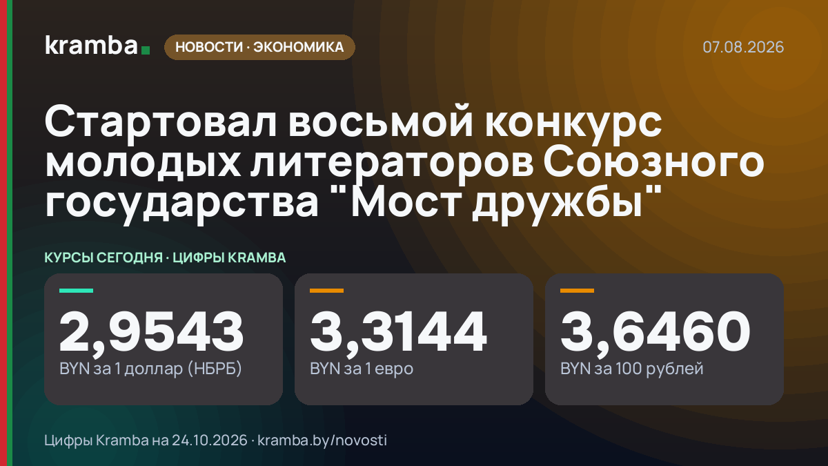 Инфографика Kramba: Стартовал восьмой конкурс молодых литераторов Союзного государства "Мост дружбы"