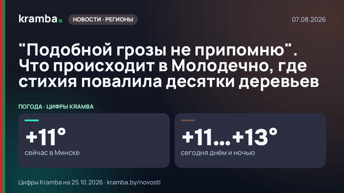 Инфографика Kramba: "Подобной грозы не припомню". Что происходит в Молодечно, где стихия повалила десятки…