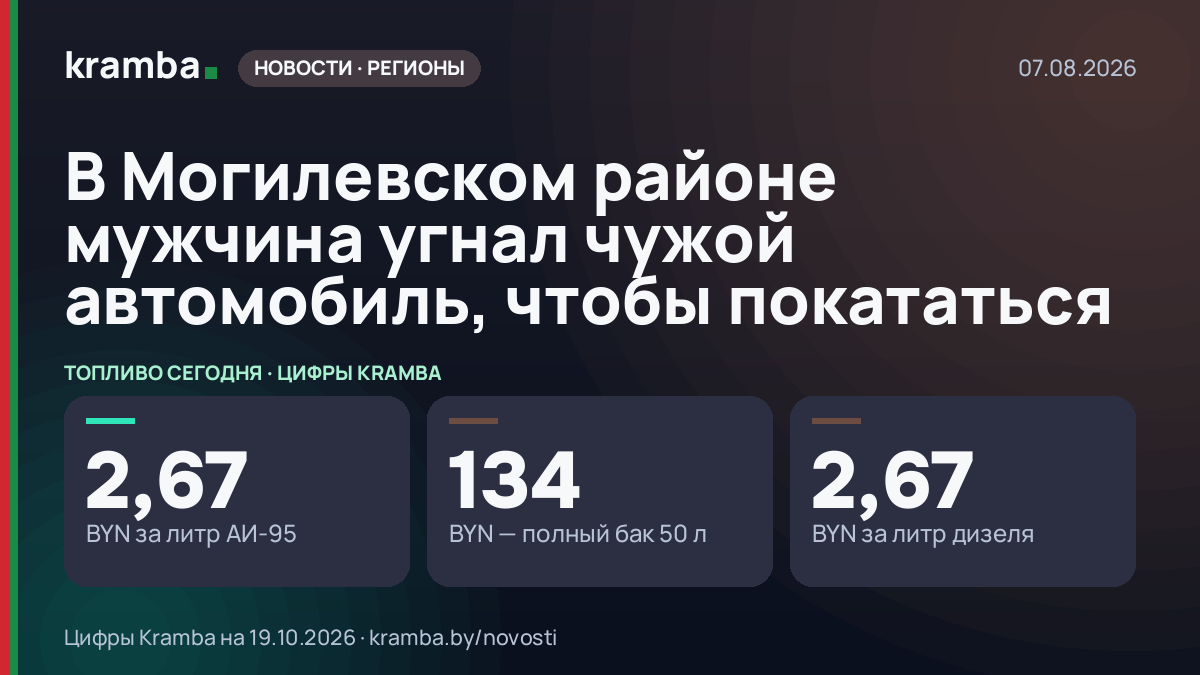 Инфографика Kramba: В Могилевском районе мужчина угнал чужой автомобиль, чтобы покататься